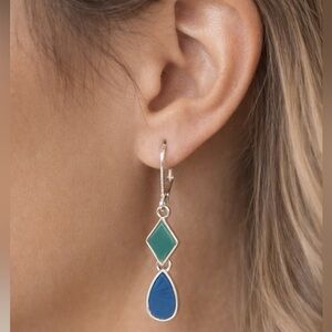 Nine West Silver Blue-Green Dangle Earrings